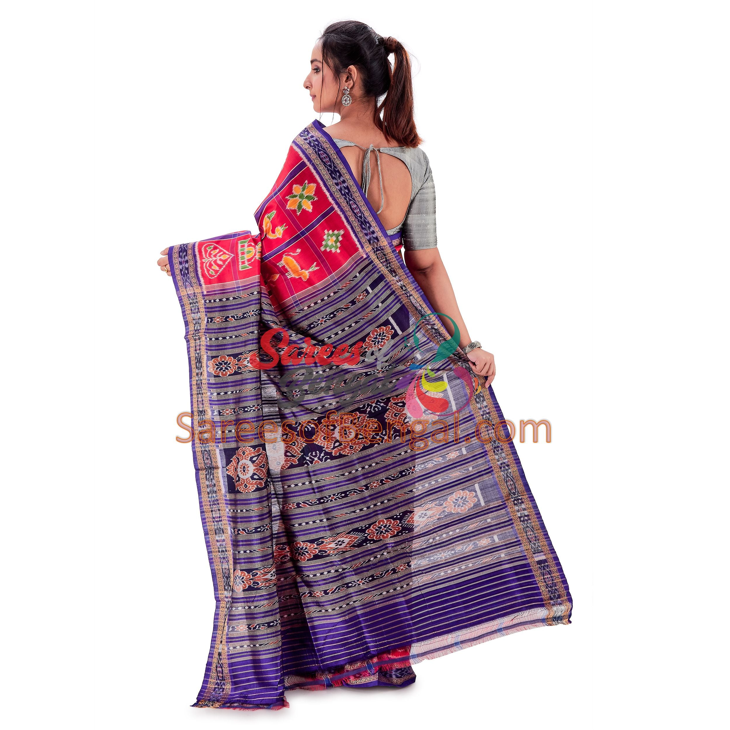 Red Odisha Nabakothi Ikkat Silk Saree