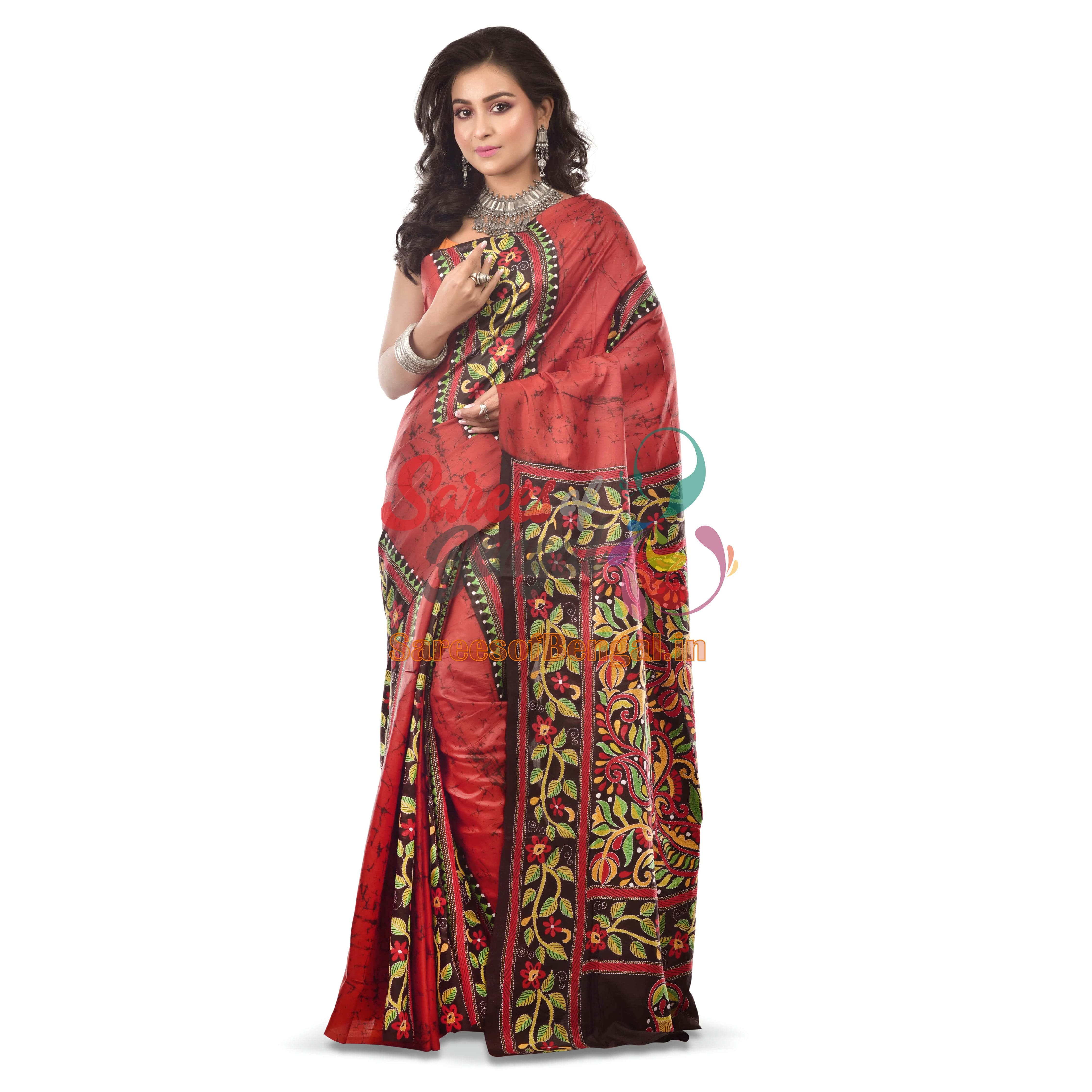 Premium Batik Kantha Silk Saree