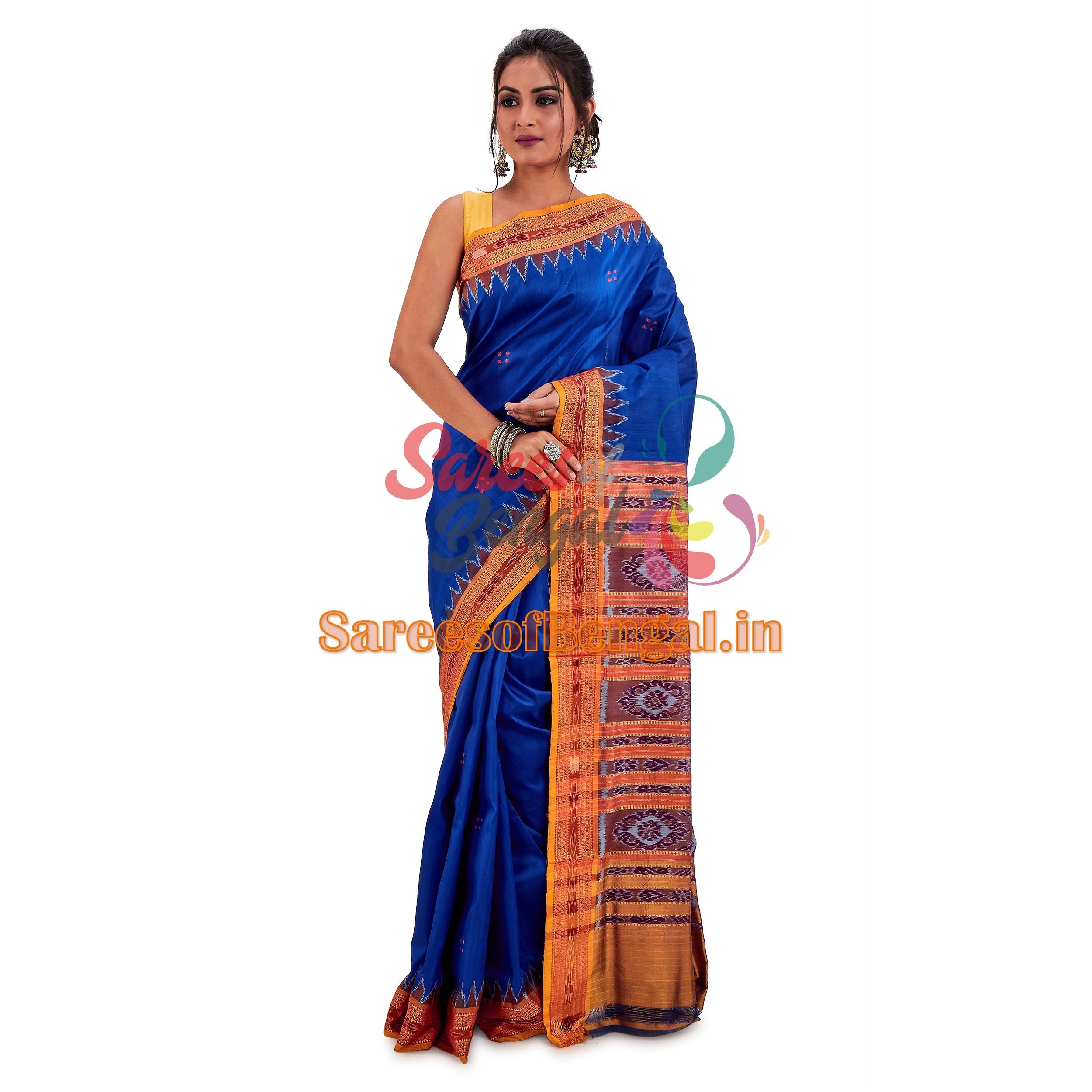 Temple Border Ikkat Patta Saree